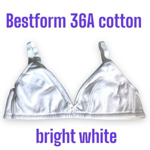 36A Bestform 100% Cotton Bra White Adjustable Band & Straps Machine Wash & Dry
